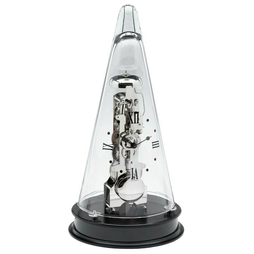 Pendule &agrave; poser squelette m&eacute;canique c&ocirc;ne noir