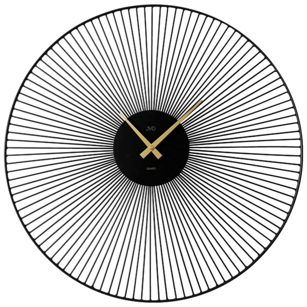 Horloge murale moderne ronde noire et dor&eacute;e