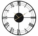 Horloge murale moderne ronde noire et dor&eacute;e chiffres romains