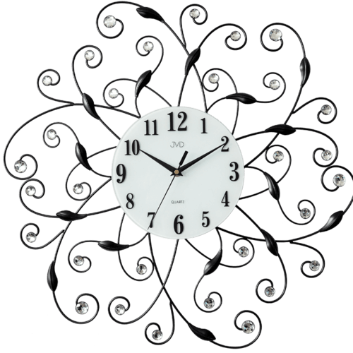 Horloge murale ronde arabesque en métal noir