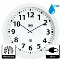 Horloge murale radio-pilot&eacute;e entourage blanc &Oslash; 60 cm &eacute;tanche