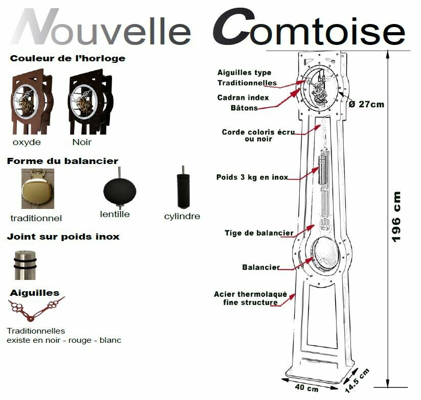 Horloge comtoise moderne nouvelle comtoise option