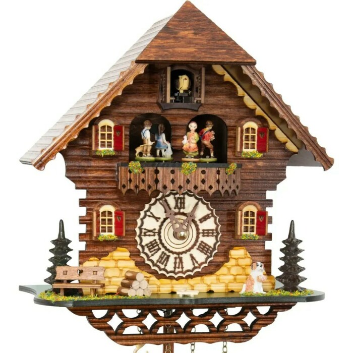 Horloge coucou chalet traditionnel poids décoratifs en bois zoom