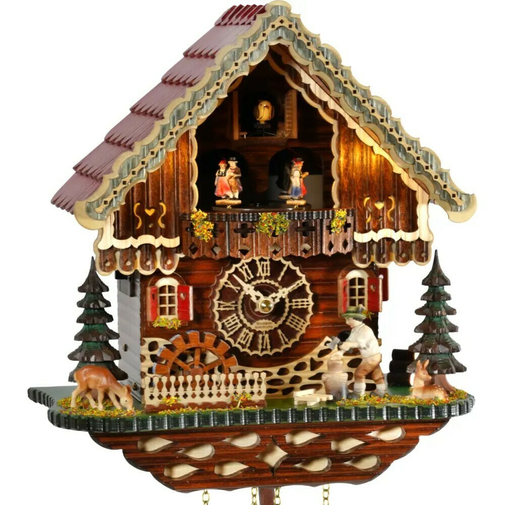 Horloge coucou chalet 12 m&eacute;lodies Trenkle avec &eacute;clairage zoom