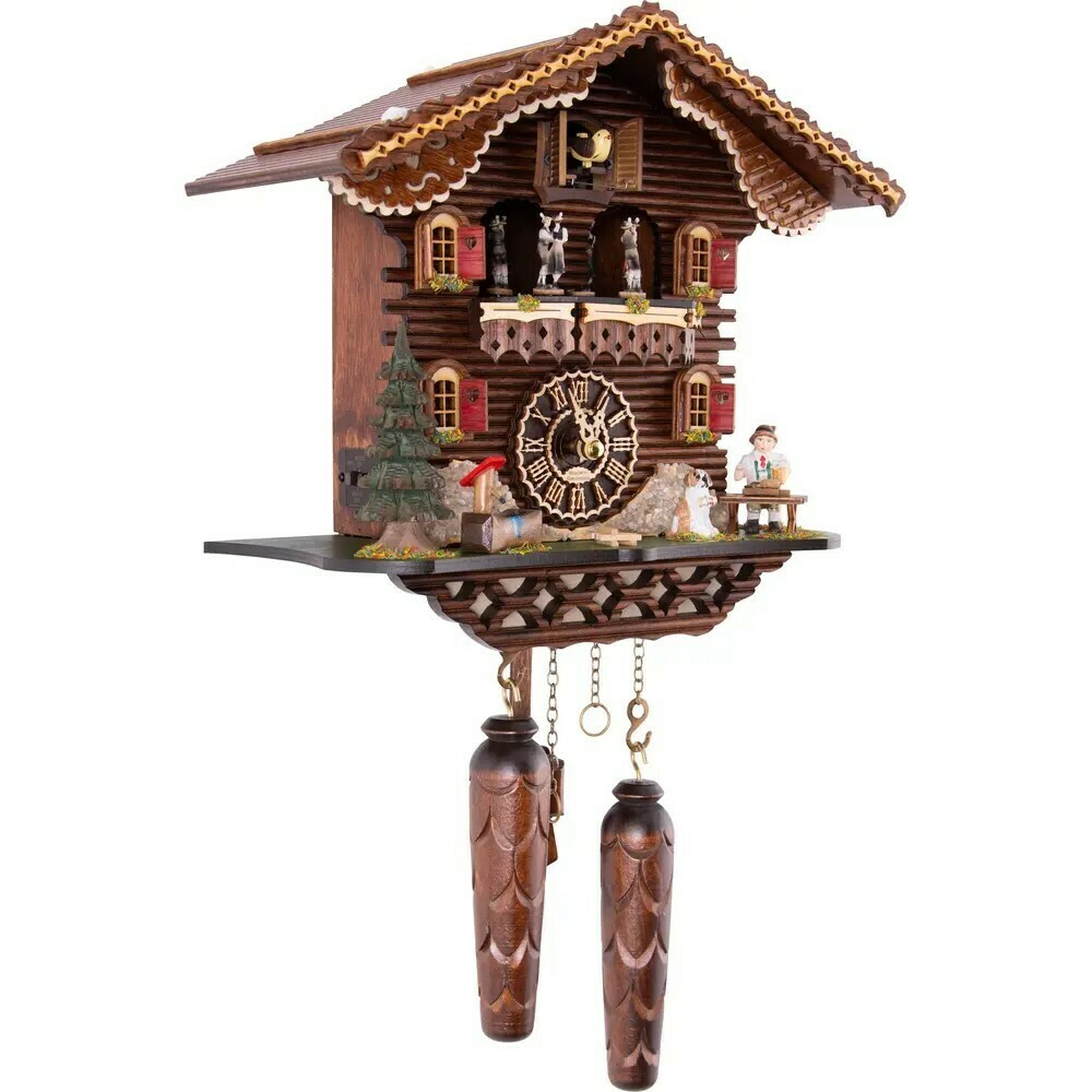 Horloge coucou &agrave; 12 m&eacute;lodies &agrave; pile 30cm Trenkle 3 quarts