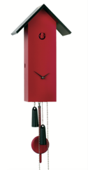 Horloge coucou moderne allongée rouge