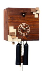 Horloge coucou moderne cube marron pièces en bois mécanique