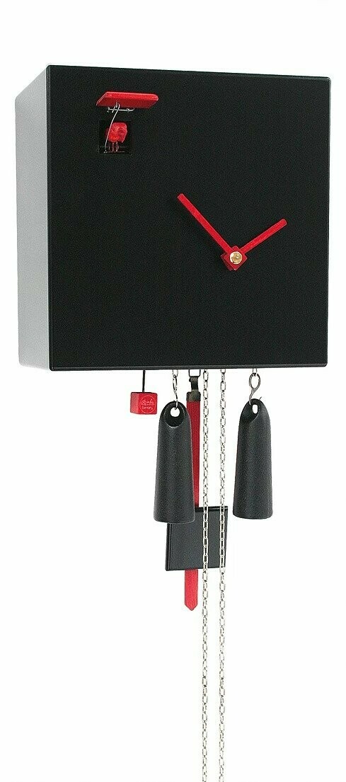 Horloge coucou moderne carr&eacute;e avec mouvement 8 jours noir