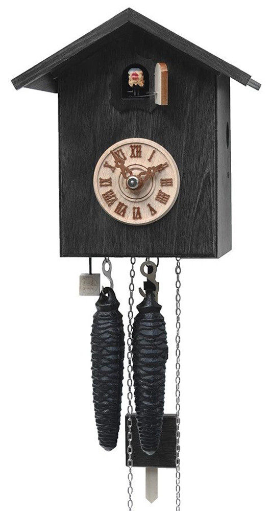Horloge coucou moderne cube m&eacute;canique 8 jours noir