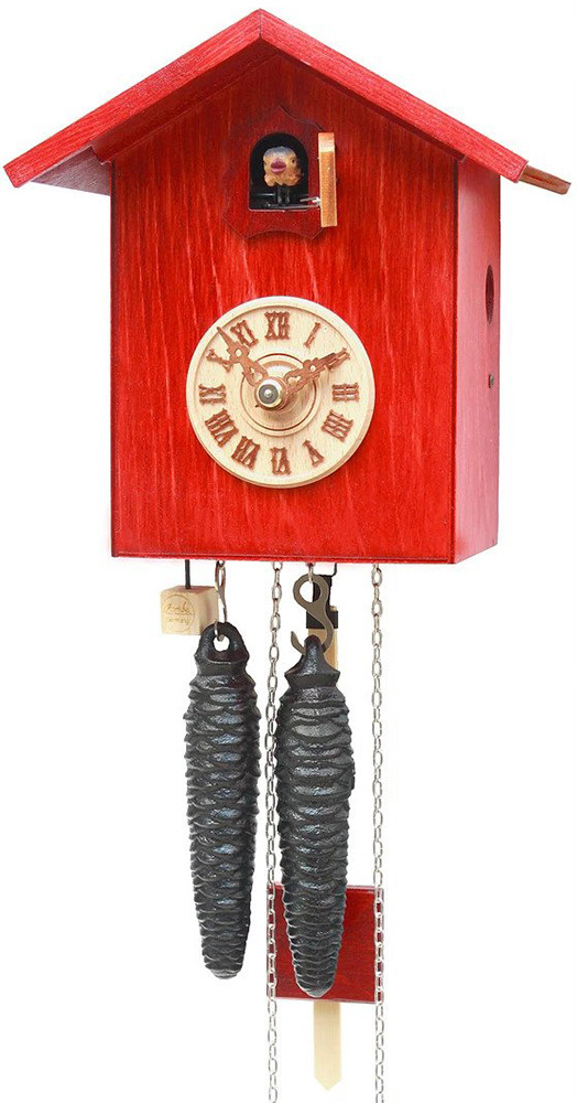 Horloge coucou moderne cube m&eacute;canique 8 jours rouge