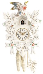 horloge coucou 1 jour thème oiseau bois peint blanc