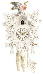 Horloge coucou 1 jour thème oiseau bois peint blanc