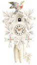 Horloge coucou 1 jour th&egrave;me oiseau bois peint blanc