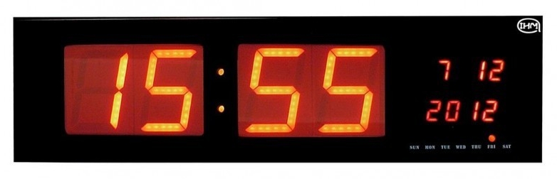 Horloge murale digitale affichage leds rouges heures, minutes et date grand format