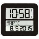 Pendule digitale noire &agrave; affichage digital jour en toutes lettres