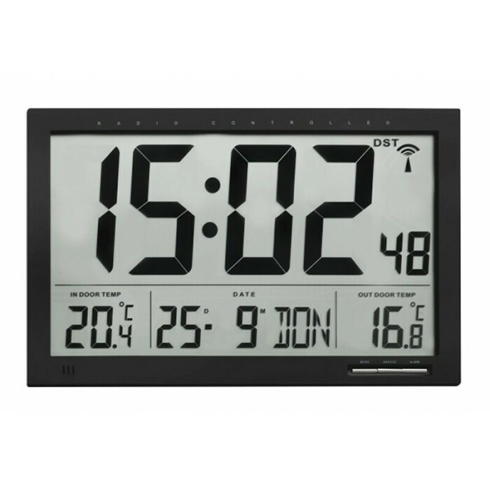 Horloge murale digitale radio-pilotée date et thermomètre