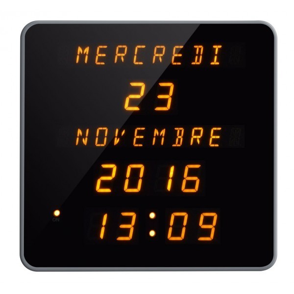 Horloge murale radio-pilot&eacute;e &agrave; calendrier &agrave; LED
