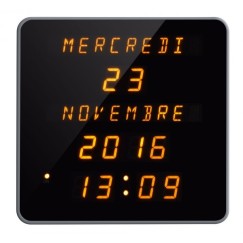 Horloge murale radio-pilotée à calendrier à LED