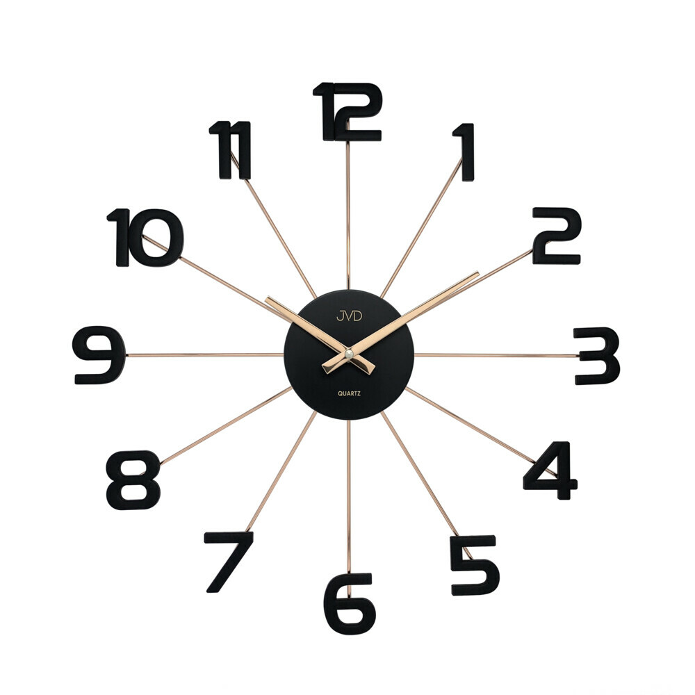 Horloge murale moderne en m&eacute;tal noir et dor&eacute;