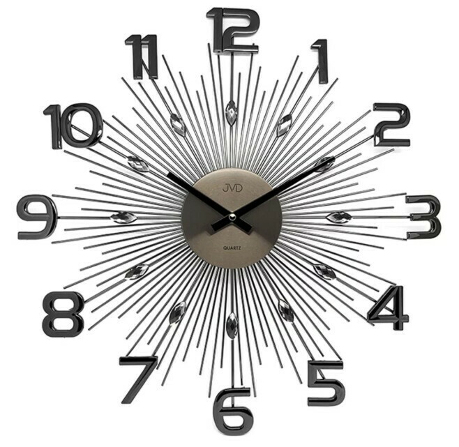 Horloge murale argentée ronde rayons de Soleil