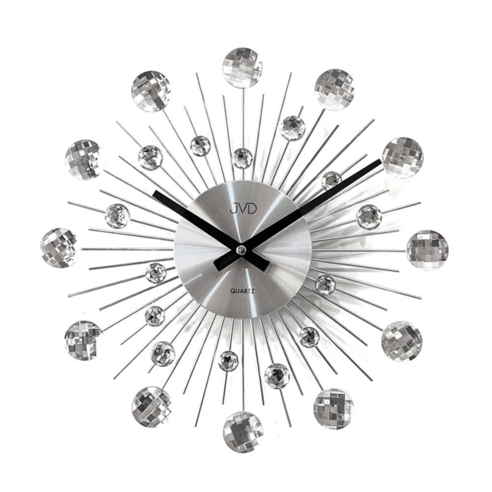 Pendule murale argent&eacute;e d&eacute;co &quot;boules &agrave; facettes&quot;