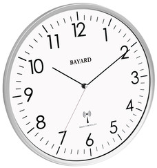 Horloge murale argenté radio-pilotée et silencieuse Bayard