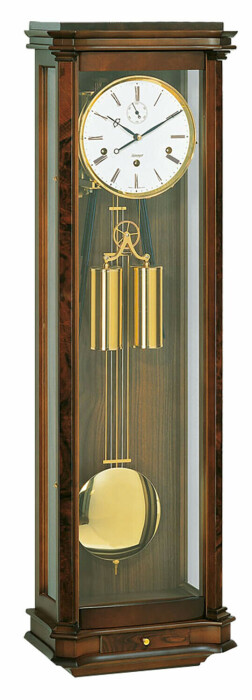 Pendule mécanique en bois de noyer massif antique