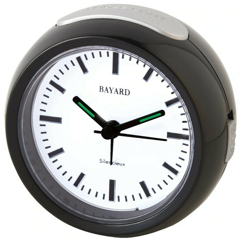 R&eacute;veil silencieux &agrave; aiguilles luminescentes Bayard noir