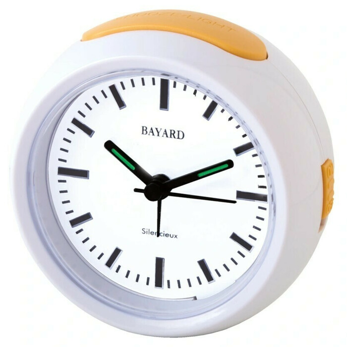 Réveil silencieux à aiguilles luminescentes Bayard blanc
