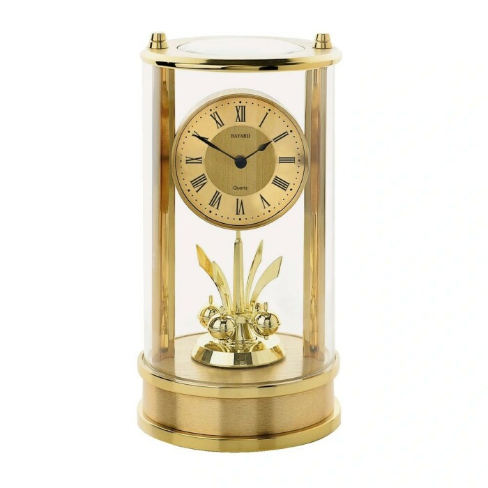 Horloge 400 jours Bayard cylindrique dorée chiffres romains