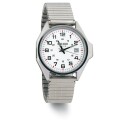 Montre Bayard ronde argent&eacute;e cadran blanc bracelet extensible avec date