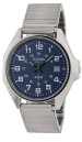 Montre Bayard ronde argent&eacute;e cadran bleu bracelet extensible avec date