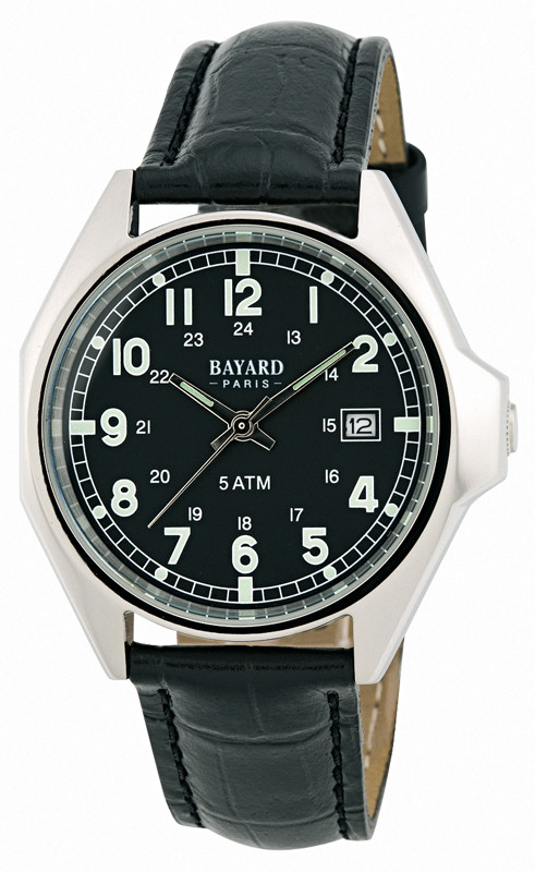 Montre &agrave; quartz ronde pour homme cadran noir bracelet noir