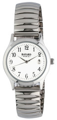 Montre à quartz ronde argentée avec date petit modèle