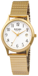 Montre à quartz ronde pour homme boitier doré bracelet doré avec date