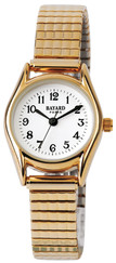 Montre à quartz ronde dorée pour dame