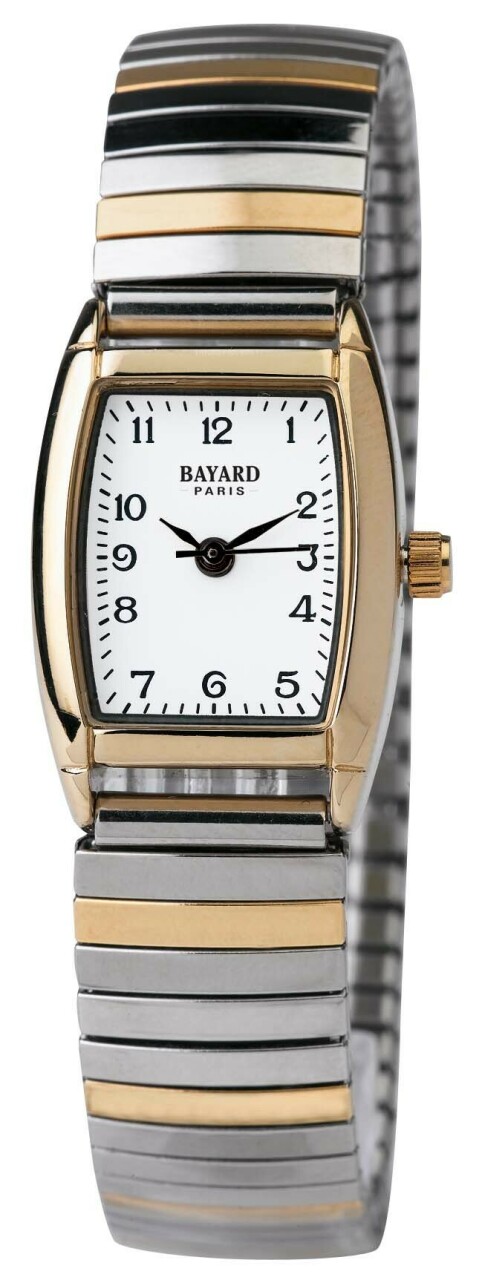 Montre &agrave; quartz rectangulaire bicolore pour dame