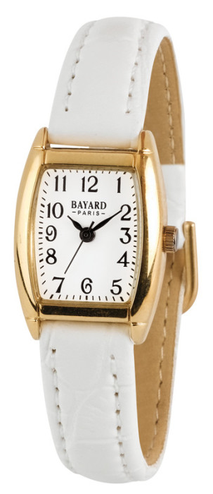 Montre blanche pour dame forme tonneau Bayard