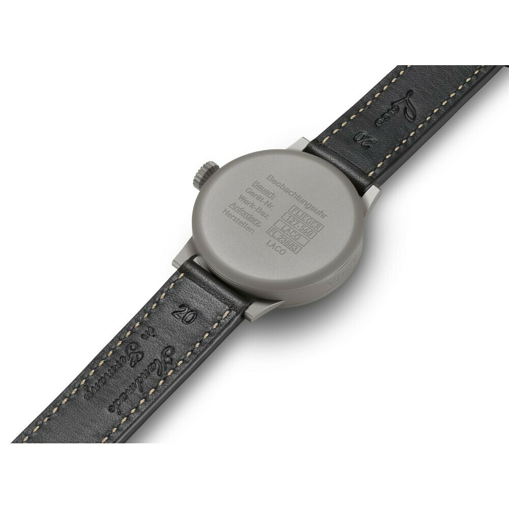 Montre Laco pilot Leipzig 42 acier sabl&eacute; 861747 arriere