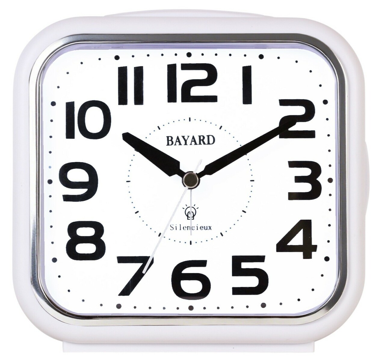 R&eacute;veil silencieux Bayard grand cadran lumineux blanc