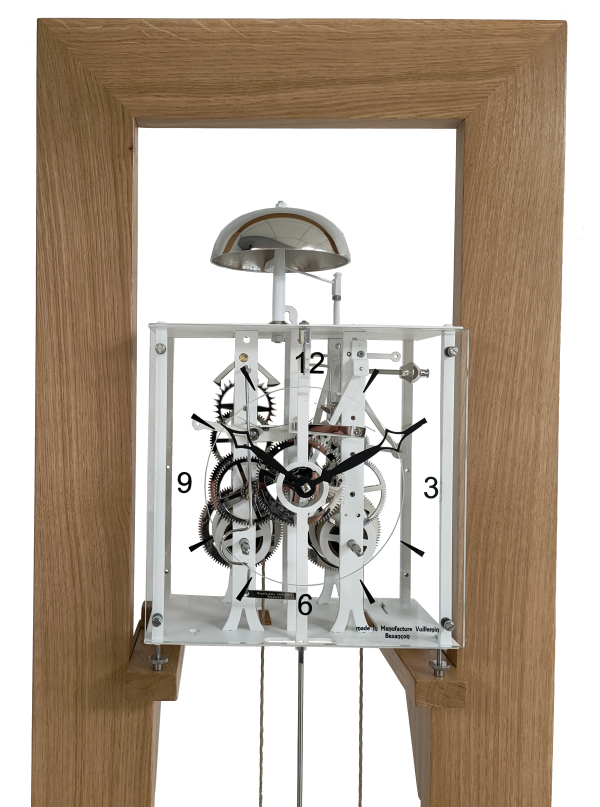 Horloge comtoise moderne bois/blanc Chalet_zoom m&eacute;canisme