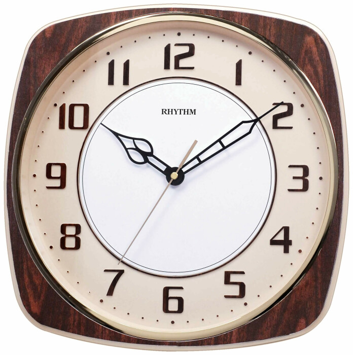 Pendule murale silencieuse style ArtDeco incrustation bois