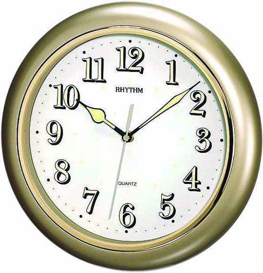 Pendule murale &agrave; quartz ronde dor&eacute;e Meli