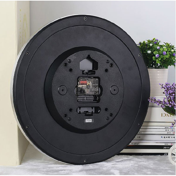 Pendule murale silencieuse ronde aluminium bross&eacute;_arri&egrave;re