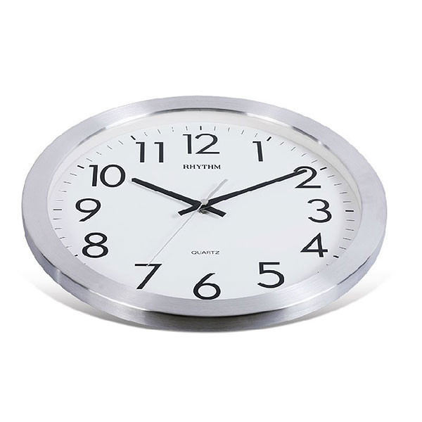 Pendule murale silencieuse ronde aluminium bross&eacute;_profil