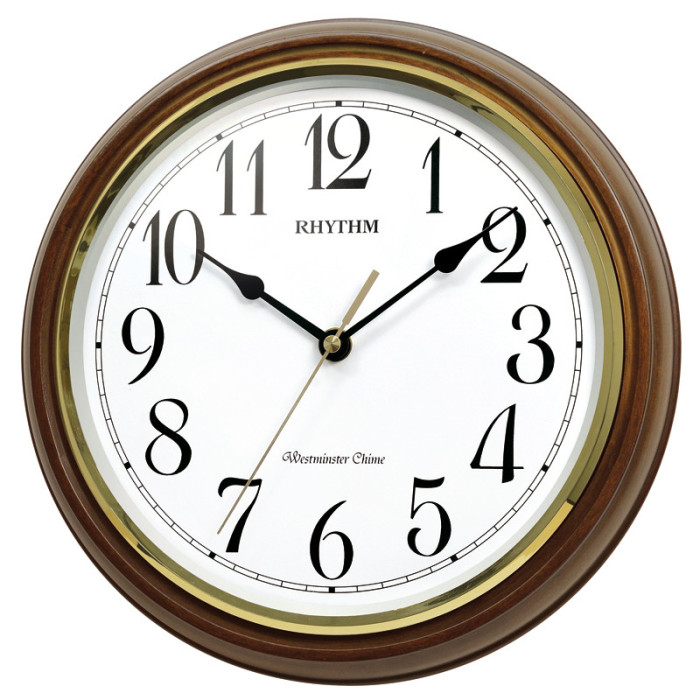 Pendule murale ronde en bois &agrave; sonnerie Westminster