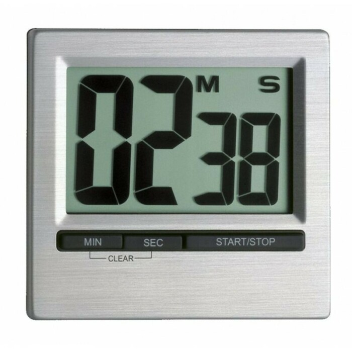 Minuteur digital en aluminium brossé gros chiffres