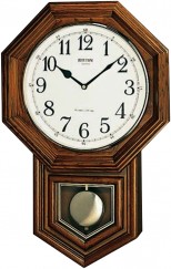 Horloge murale à quartz à sonnerie entourage bois à balancier