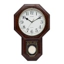 Horloge murale hexagonale &agrave; sonnerie et &agrave; balancier couleur bois