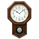 Horloge murale &agrave; quartz &agrave; sonnerie entourage bois &agrave; balancier